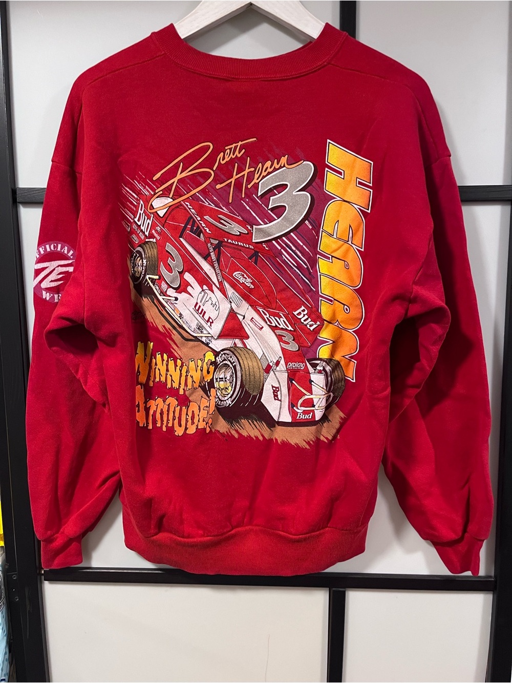 Vintage 90s Brett Hearn Dirt Modified Racing Crewneck Sweatshirt Large USA